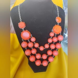 Orange Chunky Beaded Necklace